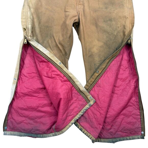 Vtg Carhartt 996QZS Duck Canvas Insulated Coveralls Men’s Size 46S USA Thrashed - Picture 5 of 13